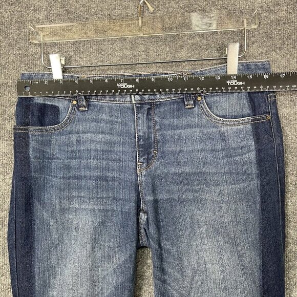 WHBM Jeans Womens 6 Straight Blue 2-Tone Multi‎ Wash Hi Low Raw Hem Cotton Blend - Picture 6 of 15